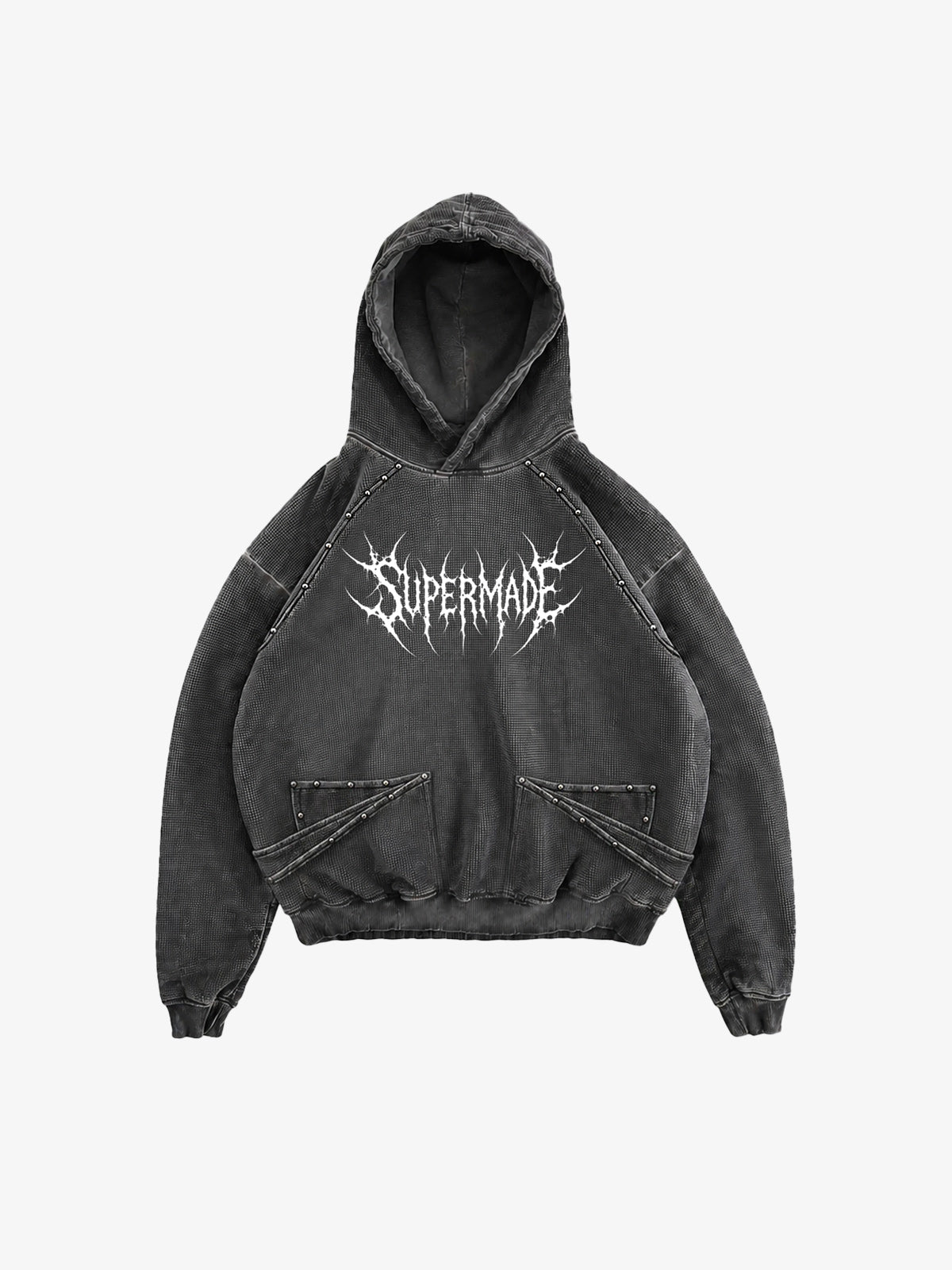 Washed Black Oversized Hoodie with Graphic Logo Print