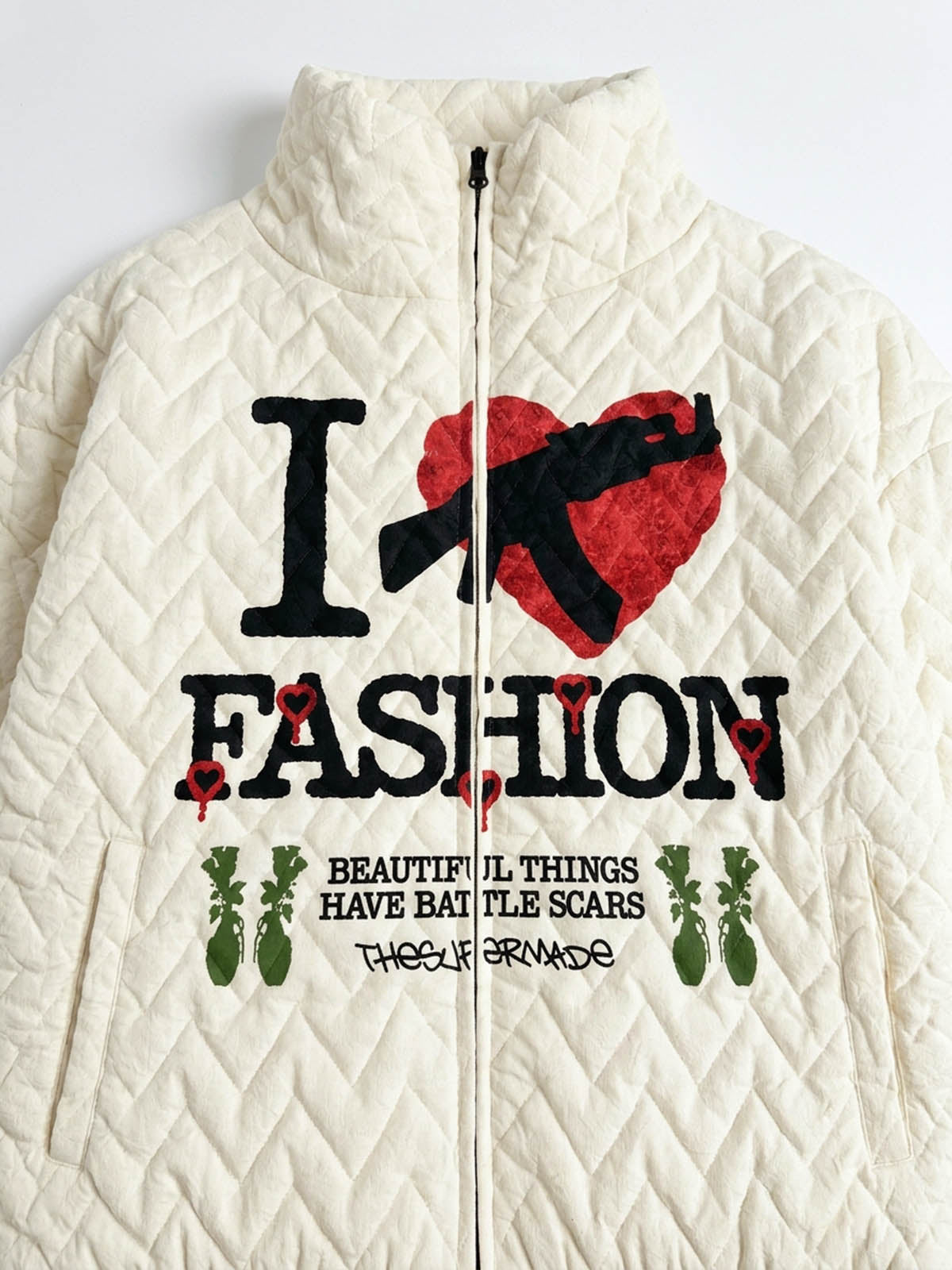 Diamond-Quilted Knit Stand-Collar Cropped Padded Coat