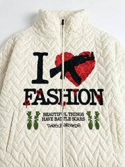 Diamond-Quilted Knit Stand-Collar Cropped Padded Coat