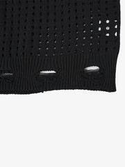 Distressed Jacquard Mesh Knit Vest