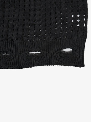 Distressed Jacquard Mesh Knit Vest