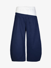 Playful Graphic Double-Waist Layered Sweatpants