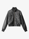 Thesupermade Faux Leather Cropped Fit Bomber Jacket