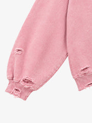 Playful Patch Distressed Boxy Hoodie
