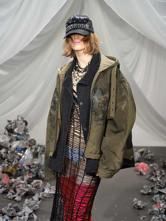 Camouflage Print Quilted Jacket with Detachable Hood for Men 