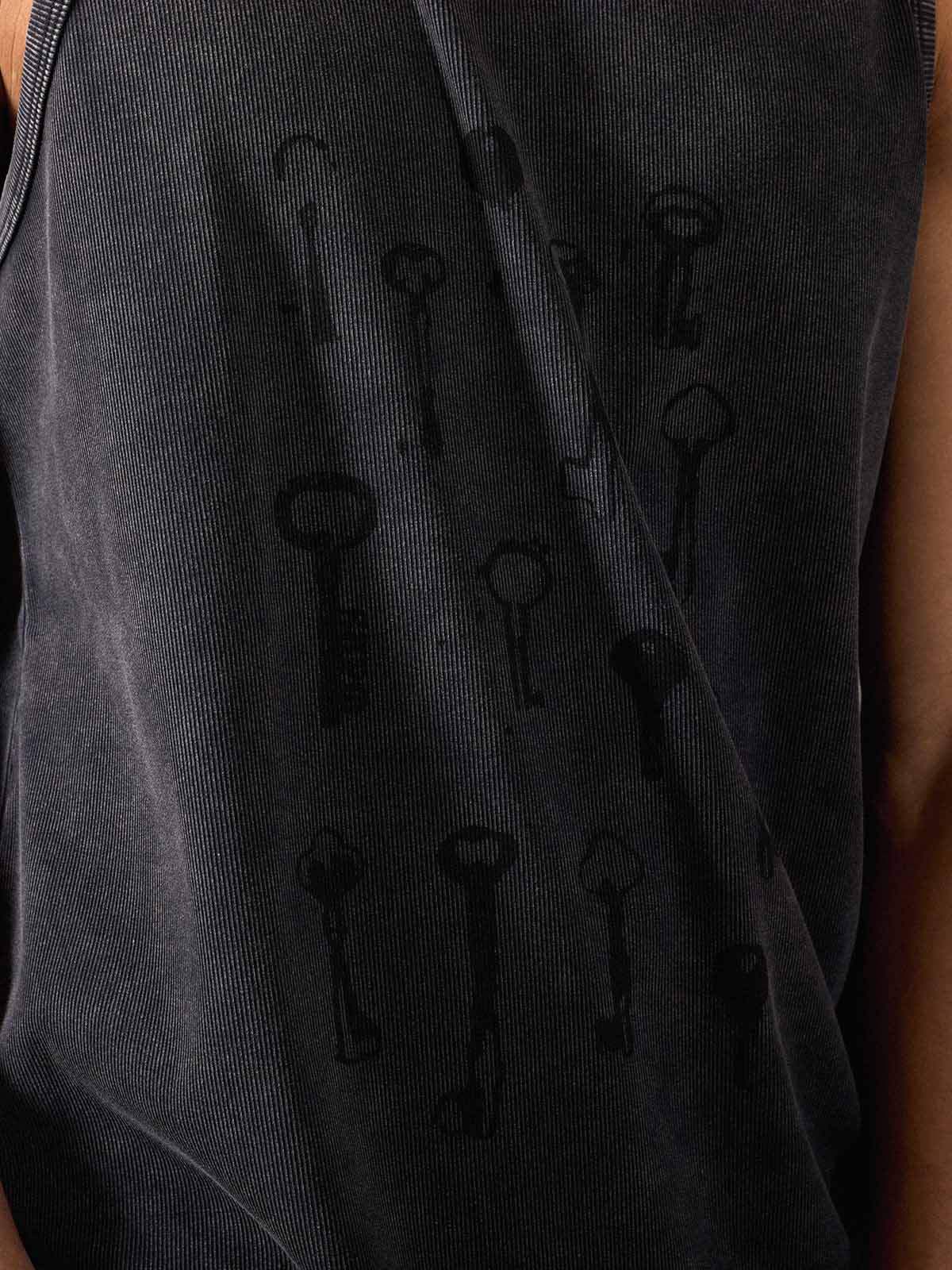 Supermade Washed Distressed Key Print Vest 