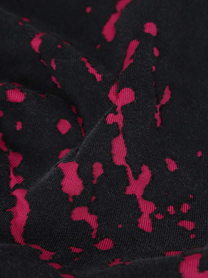 Stylish Black Long Sleeve Top with Pink Splatter Design for Modern Fashionistas 