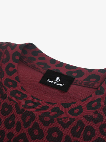 Leopard Graphic Waffle Long Sleeve Tee
