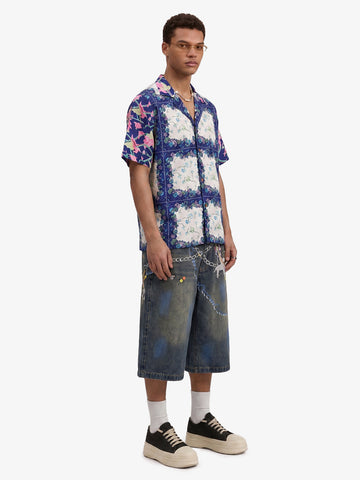 French Tulip Tile Camp Collar Boxy Shirt 