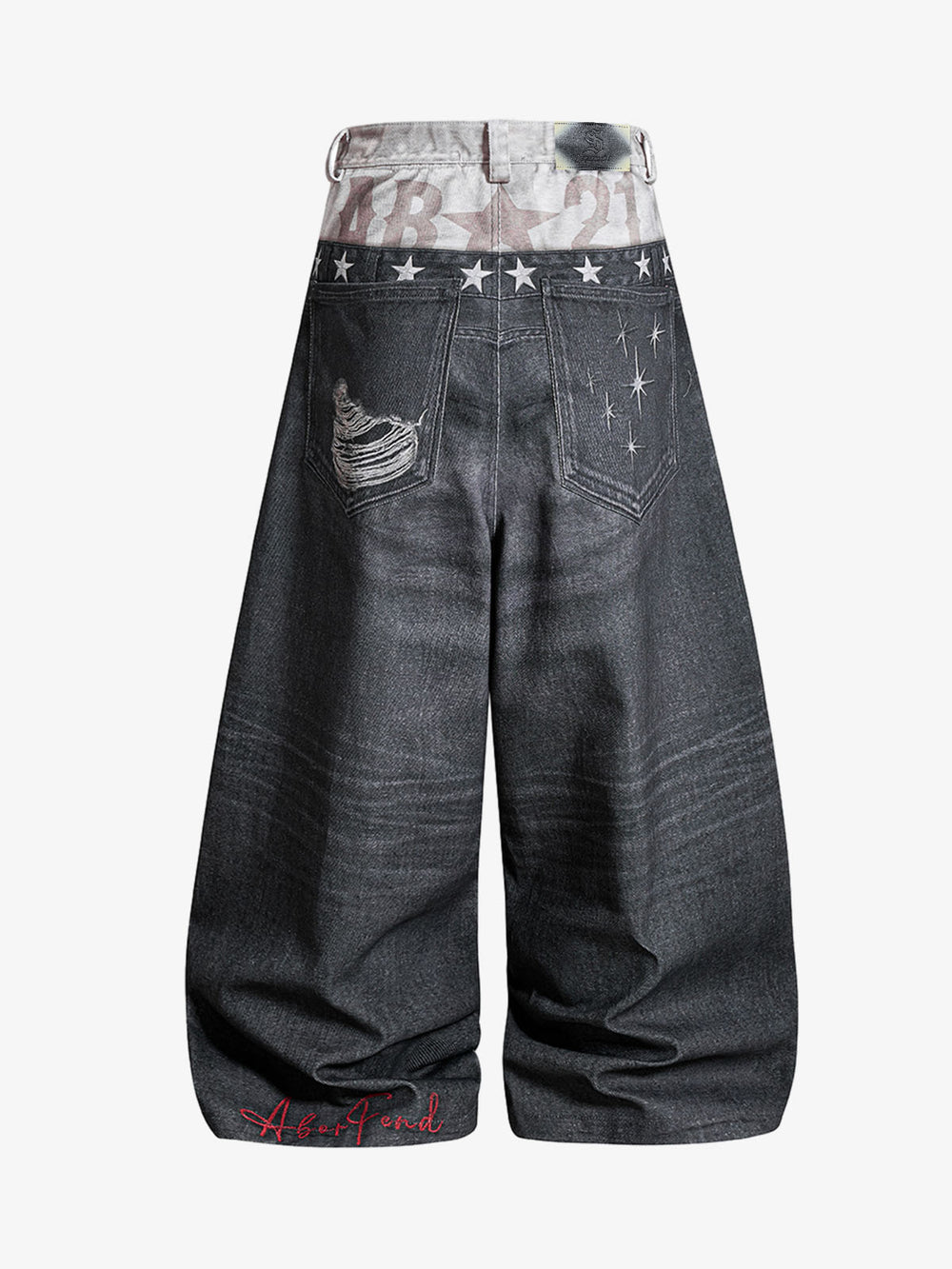 3D Faux Layer Curved Jeans
