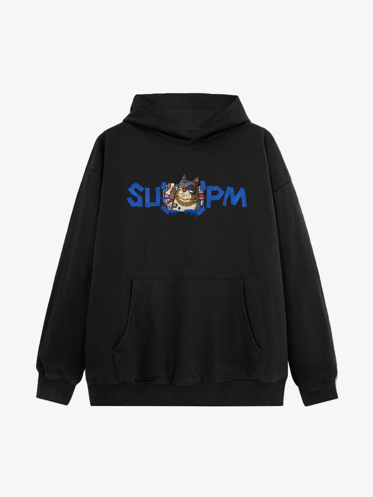 SUPM Cartoon Gold Chain Dog Head Pattern T-shirt 