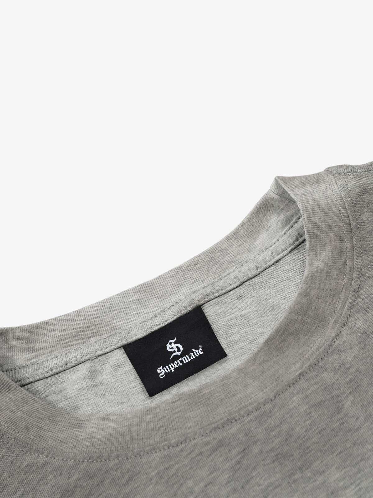 Heather Grey Oversized Cropped T-Shirt – Contrast Ribbed Cuffs & Hem
