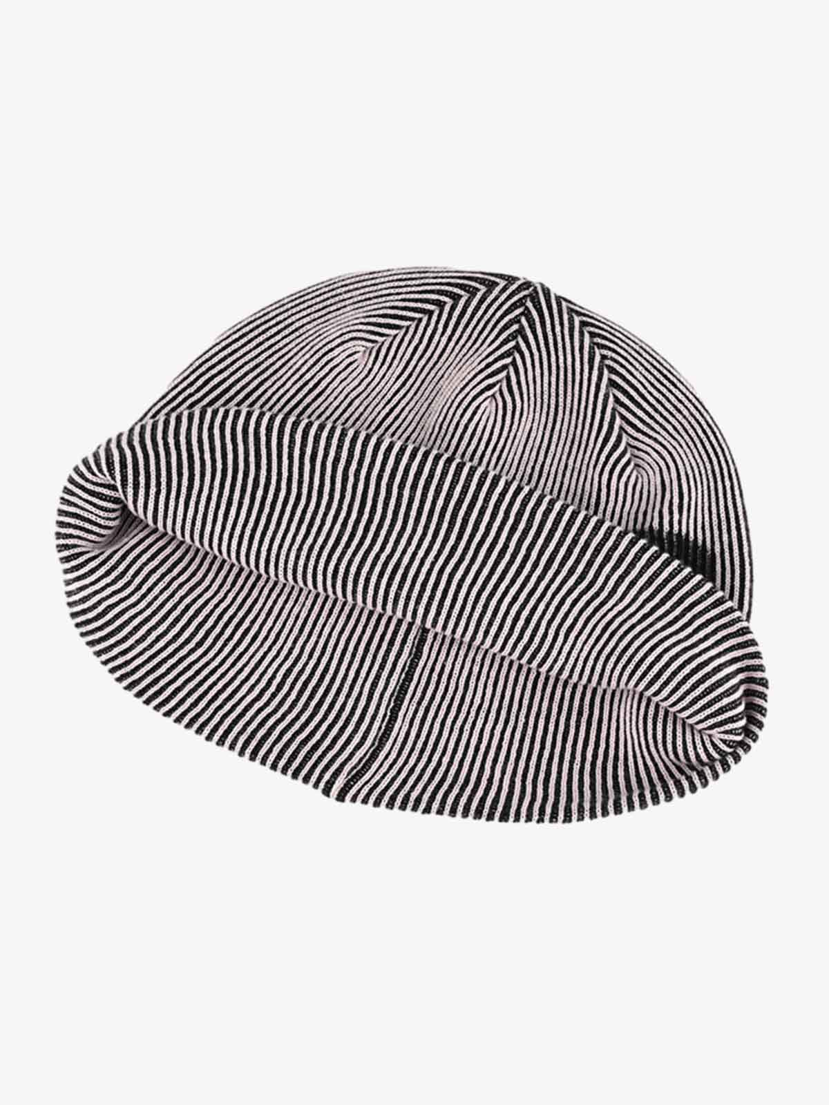 Retro High-Street Striped Graphic Knit Beanie 