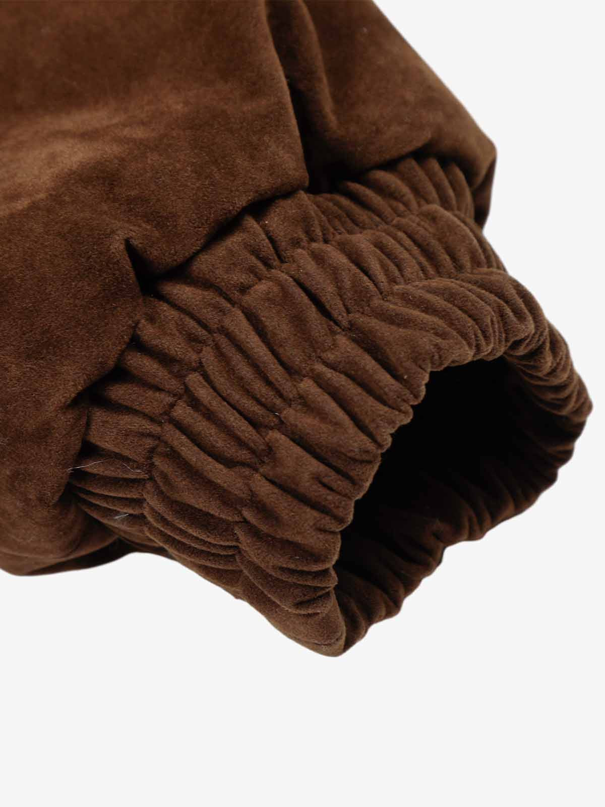 Retro Fur Collar Suede Toggle Closure Padded Bomber Jacket 