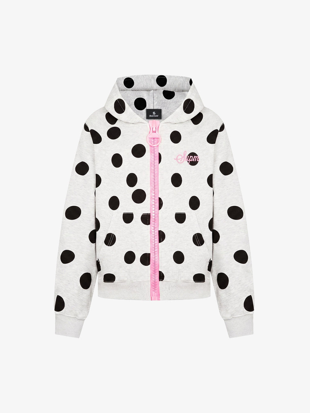 Big Zipper Dot Boxy Zip-Up Hoodie