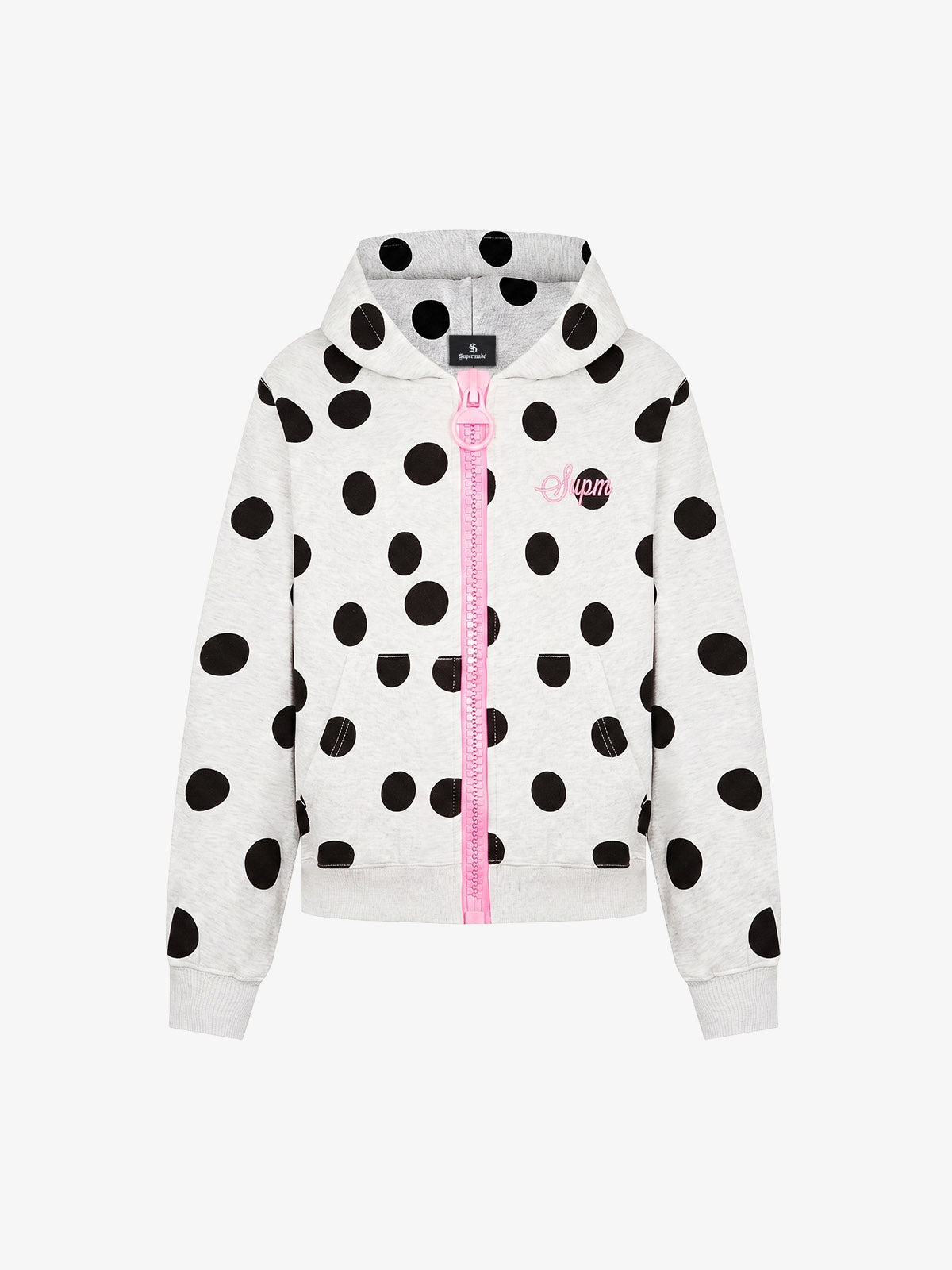 Big Zipper Dot Boxy Zip-Up Hoodie