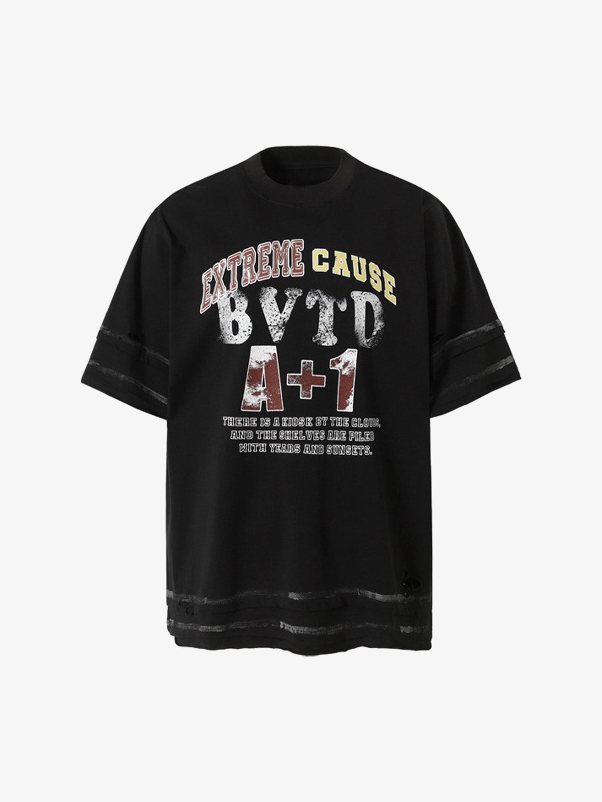 Graffiti Raw Edge Patchwork T-shirt 