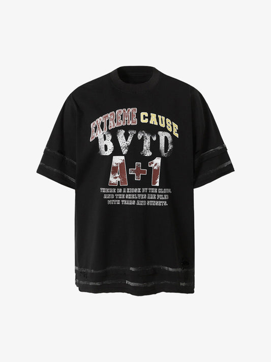 Graffiti Raw Edge Patchwork T-shirt 