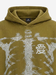 Skeleton Bone Graphic Distressed Hoodie