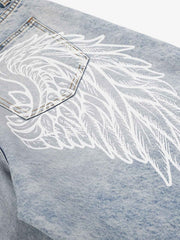 Angel Wing Print Bggy Jeans