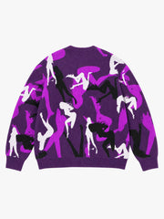 Abstract Camo Graphic Cropped Boxy Knit Sweater