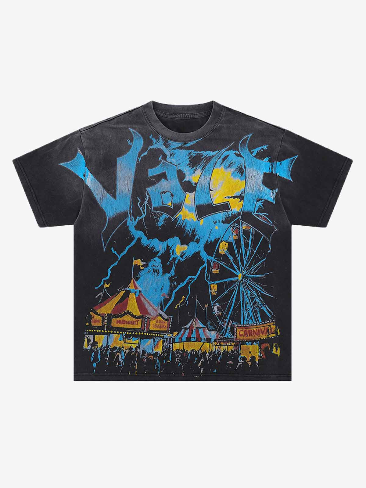 Punk Painted Amusement Park Print T-shirt 