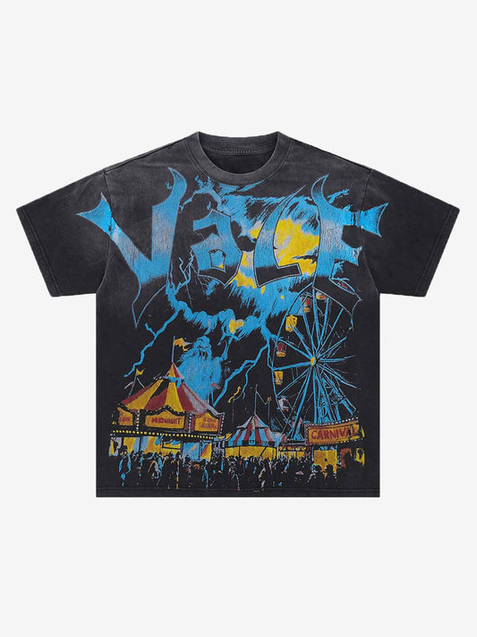 Punk Painted Amusement Park Print T-shirt 