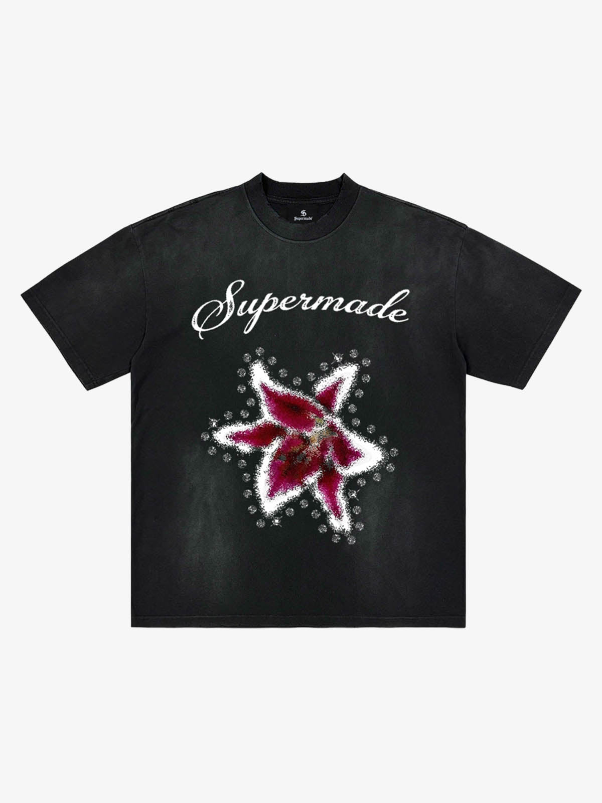 Washed Floral Star Print T-Shirt 