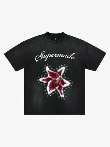 Washed Floral Star Print T-Shirt 