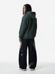 Suede Letter Embroidered Cropped Zip-Up Hoodie 