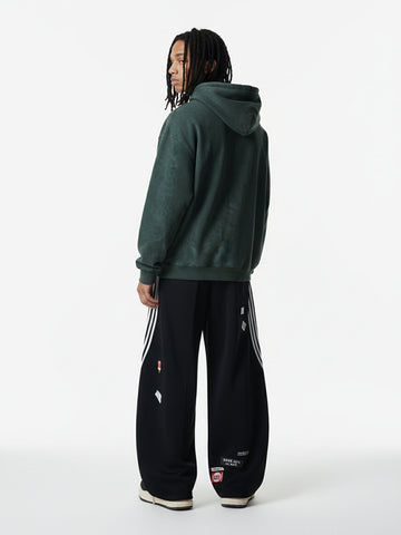 Suede Letter Embroidered Cropped Zip-Up Hoodie 
