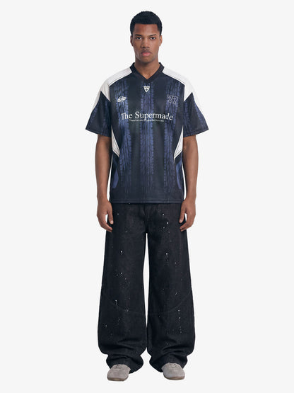 Tire Graphic “77” Patchwork Racing Blokecore V-Neck Jersey T-Shirt 