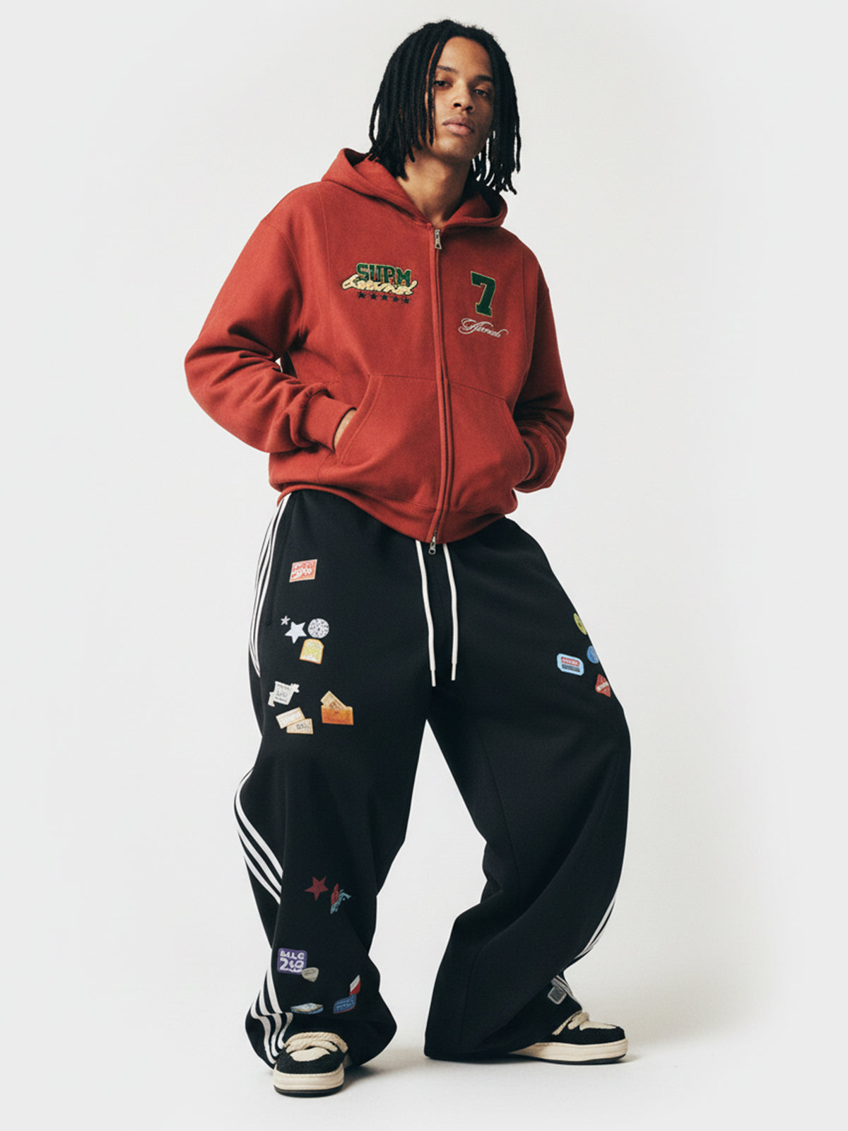 Suede Letter Embroidered Cropped Zip-Up Hoodie 