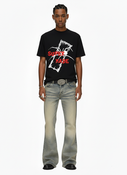 Vintage Washed Flare Jeans 