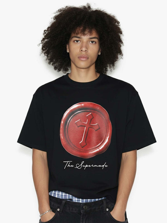 Wax Seal Cross Graphic T-Shirt 