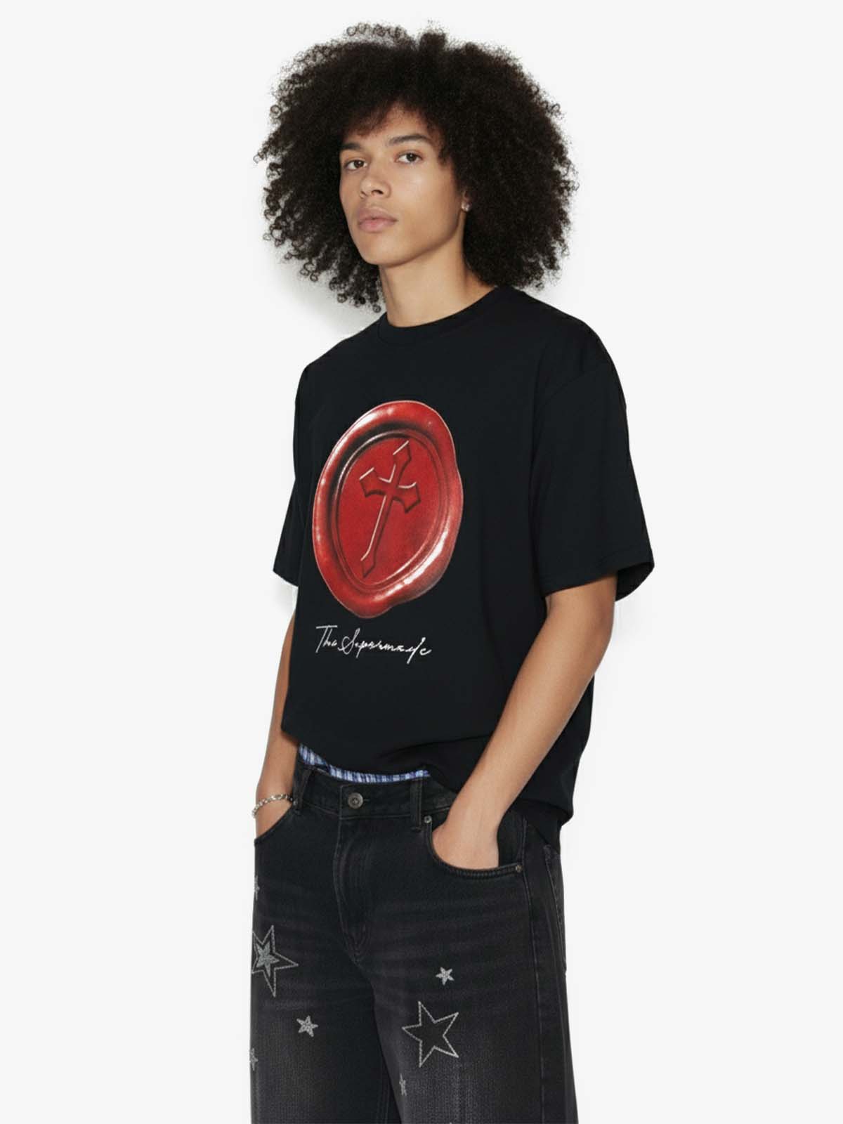Wax Seal Cross Graphic T-Shirt 