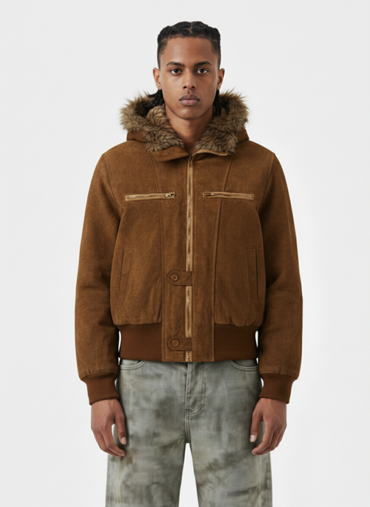 Vintage Urban Faux Fur Collar Transformable Hooded Jacket 