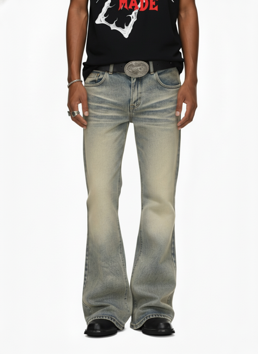 Vintage Washed Flare Jeans - 2625 