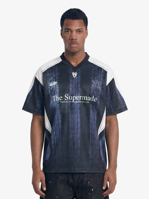 Tire Graphic “77” Patchwork Racing Blokecore V-Neck Jersey T-Shirt 