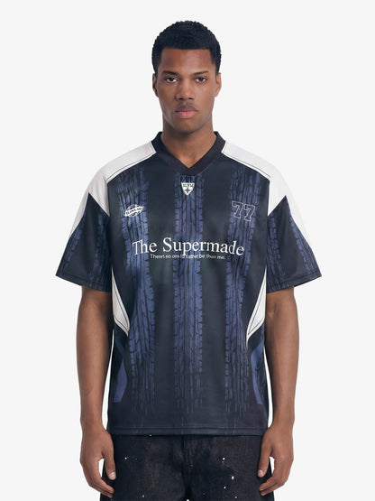 Tire Graphic “77” Patchwork Racing Blokecore V-Neck Jersey T-Shirt 