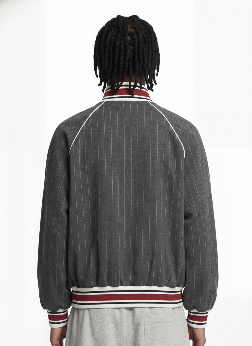 Pinstripe Vertical Embroidery Track Jacket 