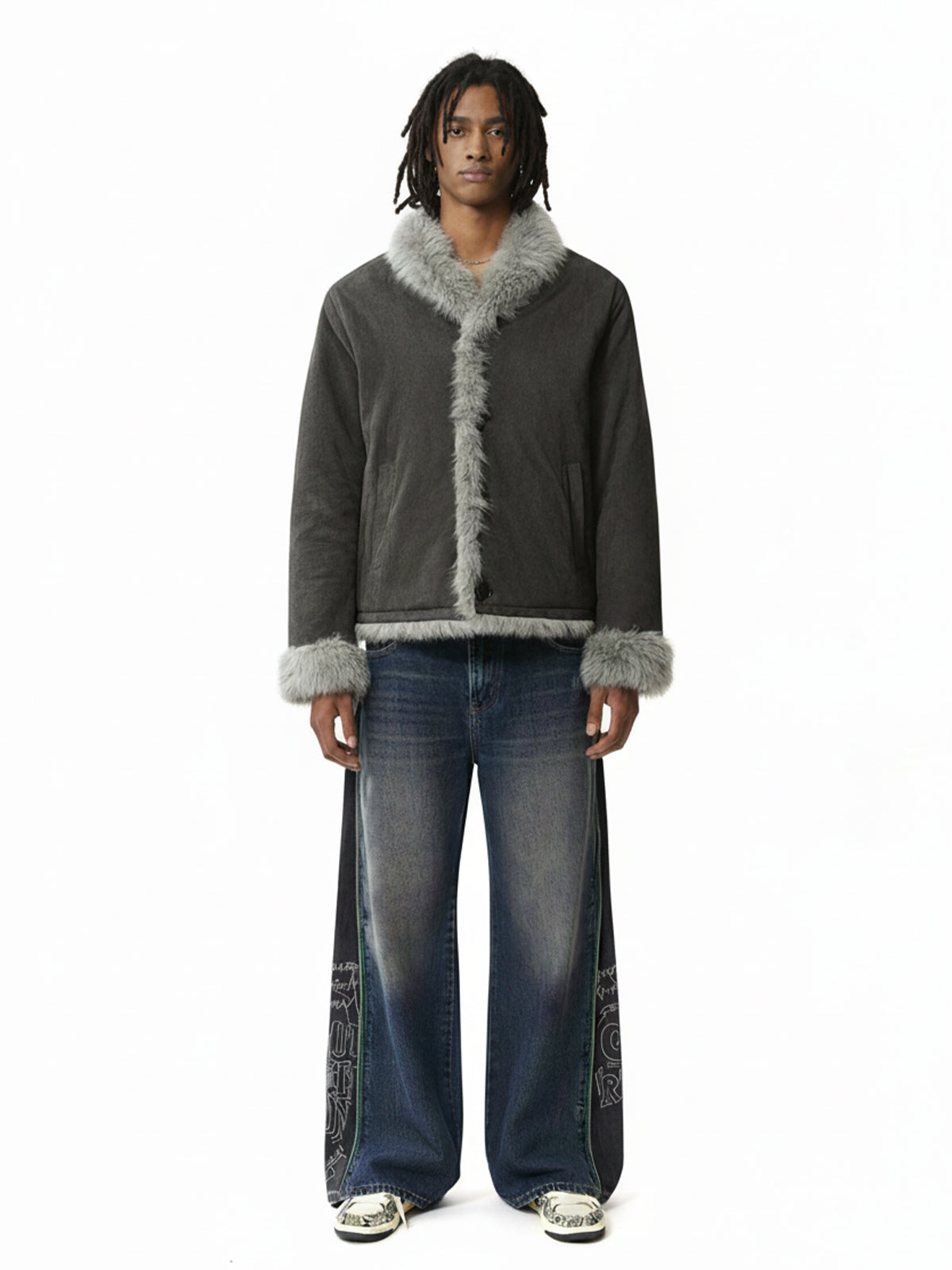 Retro High-Street Suede-Look Lapel Warm Fleece Jacket 