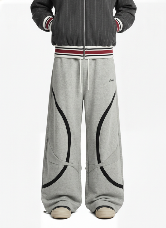 Retro Contrast Panel Drawstring Sweatpants 