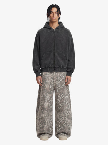Street Leopard Camouflage Pleated Barrel Jeans - 2636 