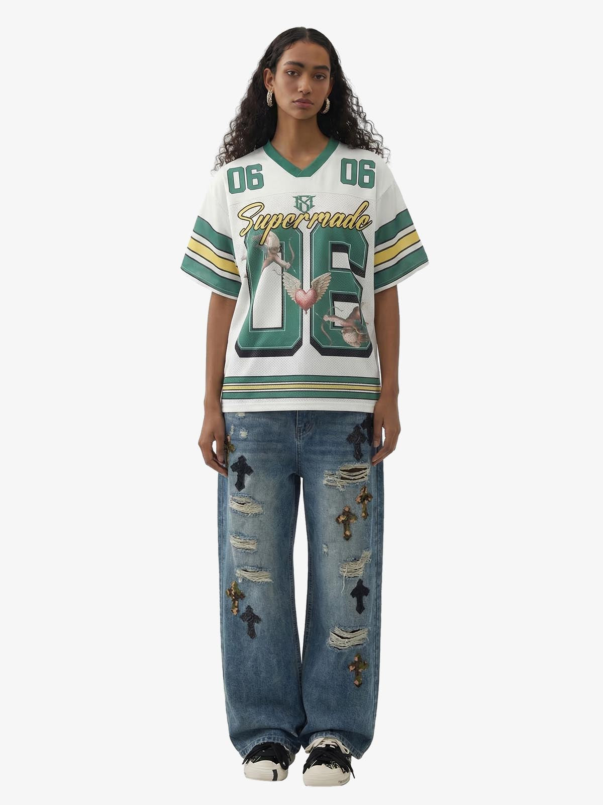 Sports Jersey V-Neck T-Shirt 