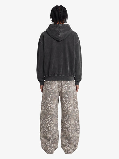 Street Leopard Camouflage Pleated Barrel Jeans - 2636 