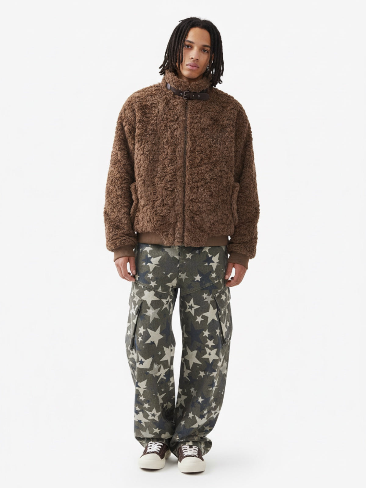 Retro Star Print Barrel Cargo Pants 