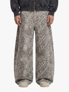 Street Leopard Camouflage Pleated Barrel Jeans 