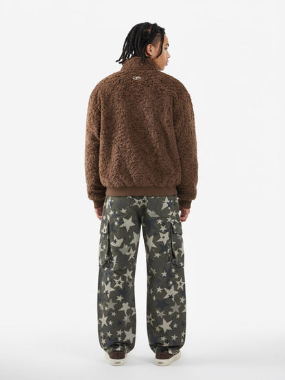 Retro Star Print Barrel Cargo Pants 