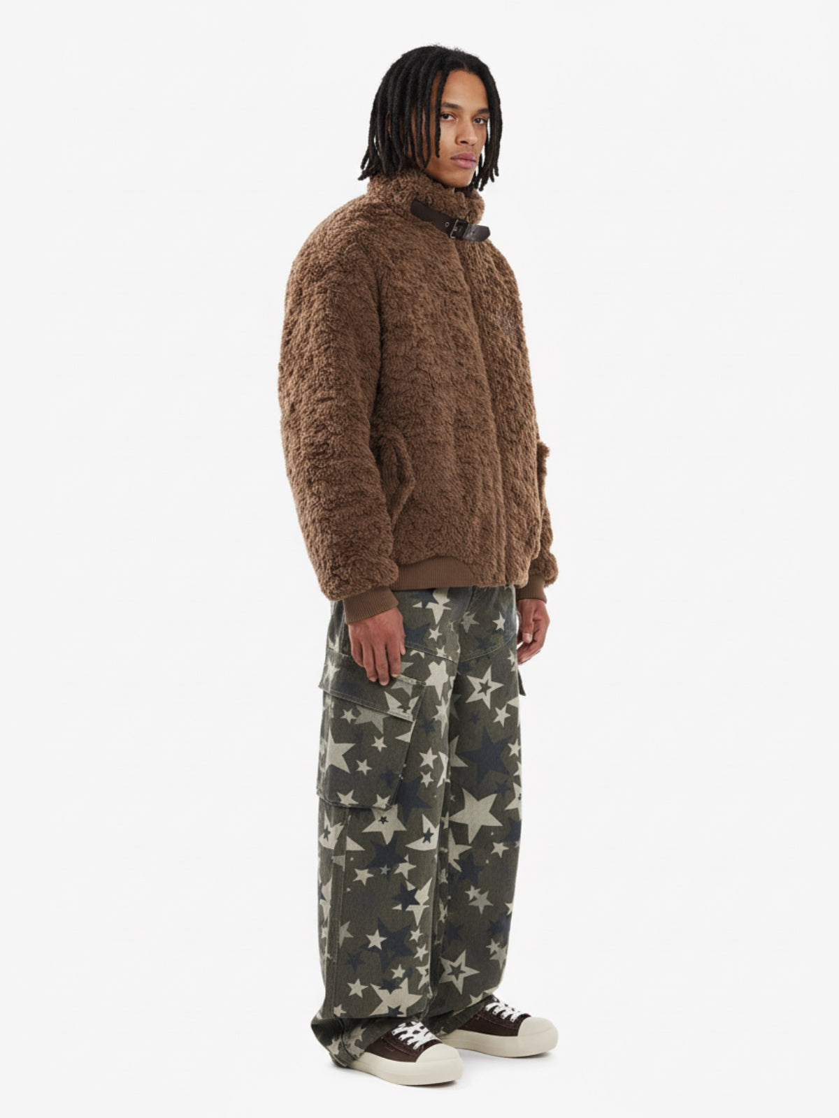 Retro Star Print Barrel Cargo Pants 